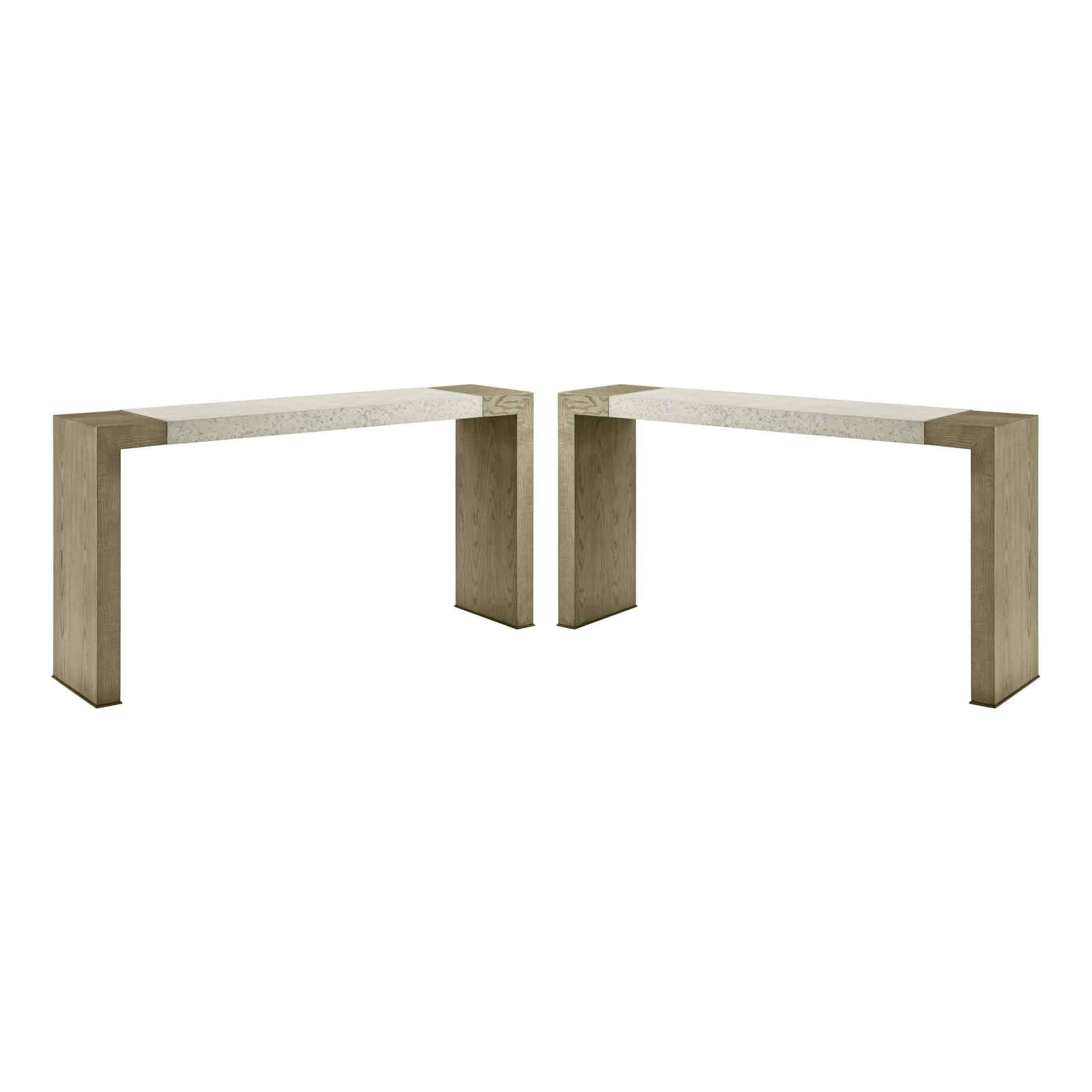 Pair of Parson Style Console Tables - Light