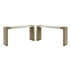 Pair of Parson Style Console Tables - Light