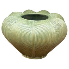 Large Bamboo and Rattan flowerpot , circa 1970