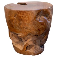 Unique Wooden stool with Rounded Shape and Hollow Holes