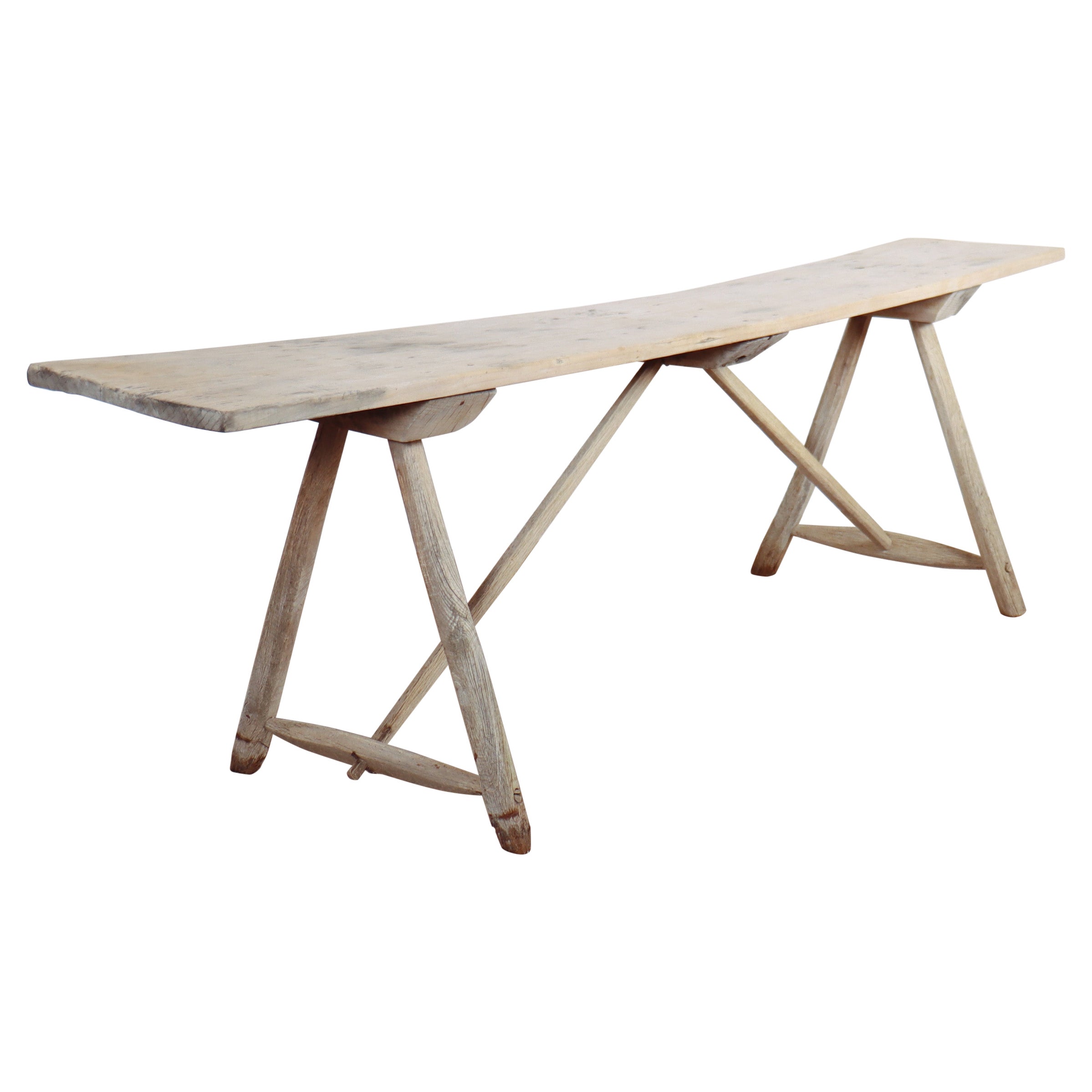 French Oak and Poplar Trestle Table