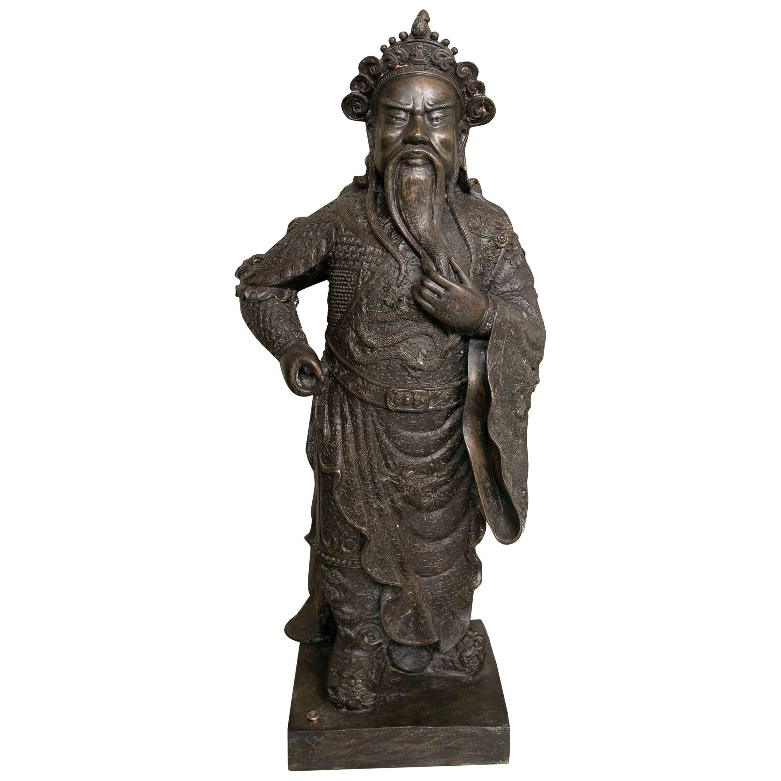 Sculpture en bronze d'un moine bouddhiste en vente