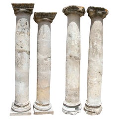 16th-17th Century Spanish Set of Four Tuscan-Style Stone Columns 