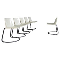 Giotto Stoppino Set of Six in White ABS Alessia Chairs by Driade 1970s Italy