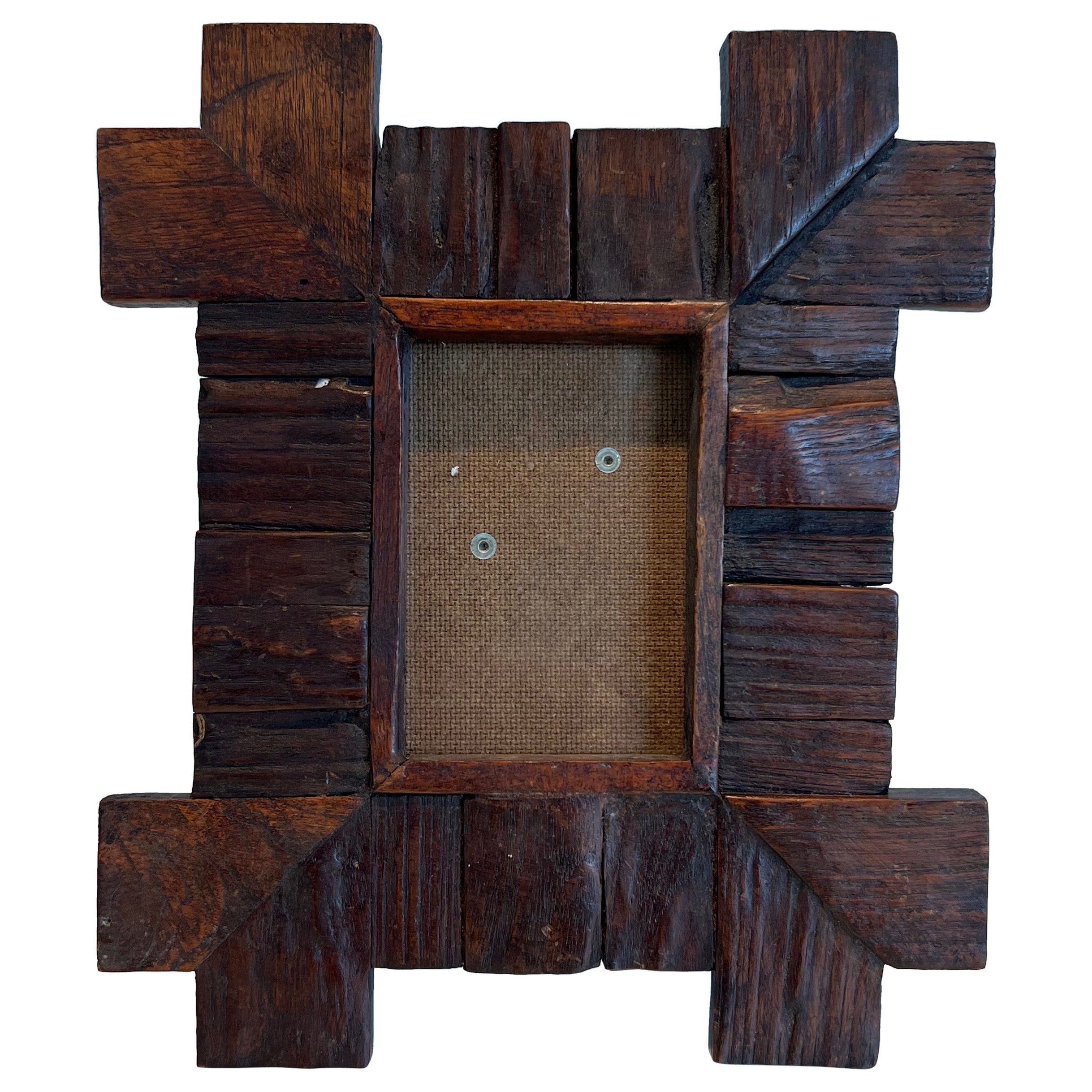 Brutalist wooden picture frame. French work. Circa 1950