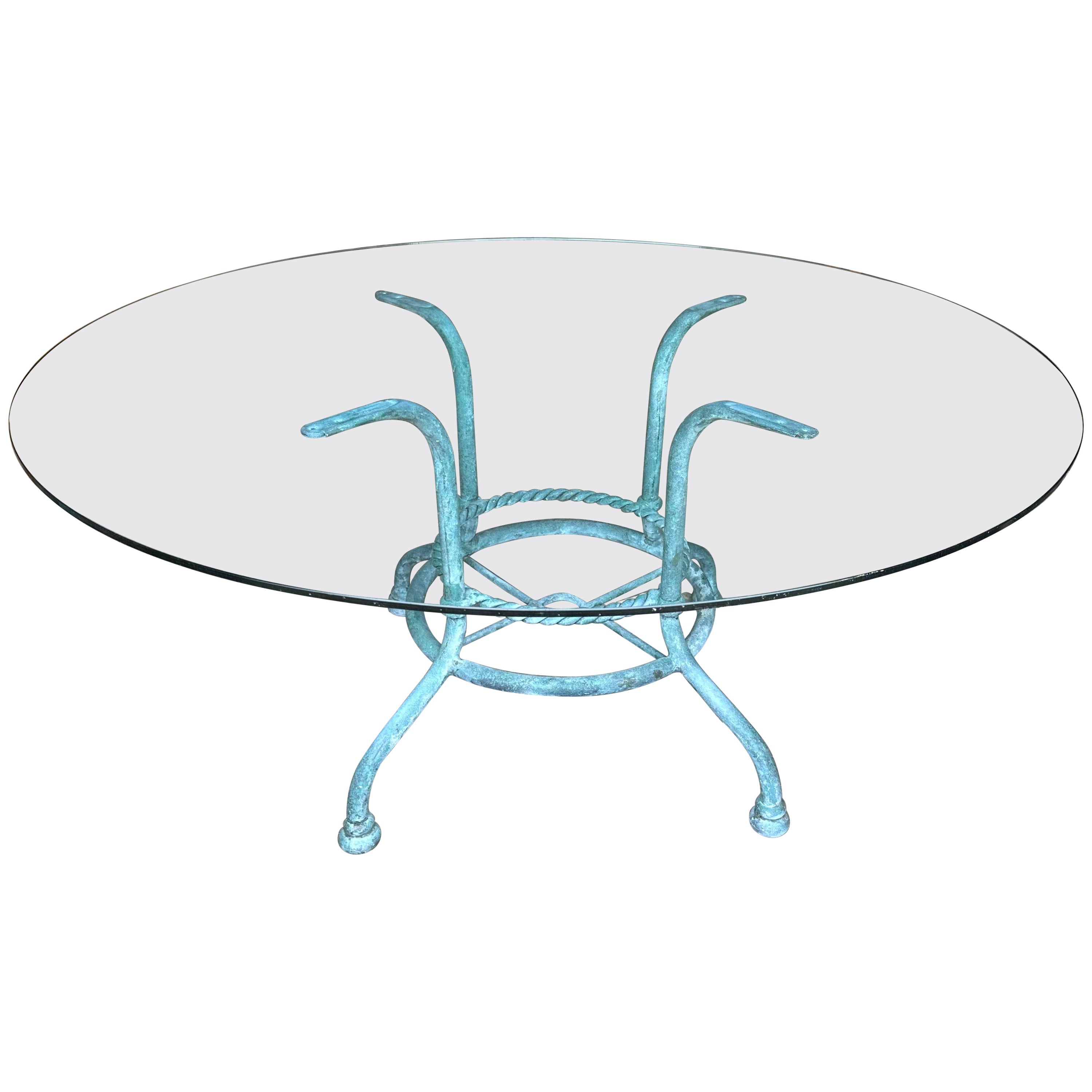 Mid-Century Round Metal Base Garden Table For Sale