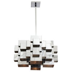 C. Jere Cubist Chandelier, Chrome Steel