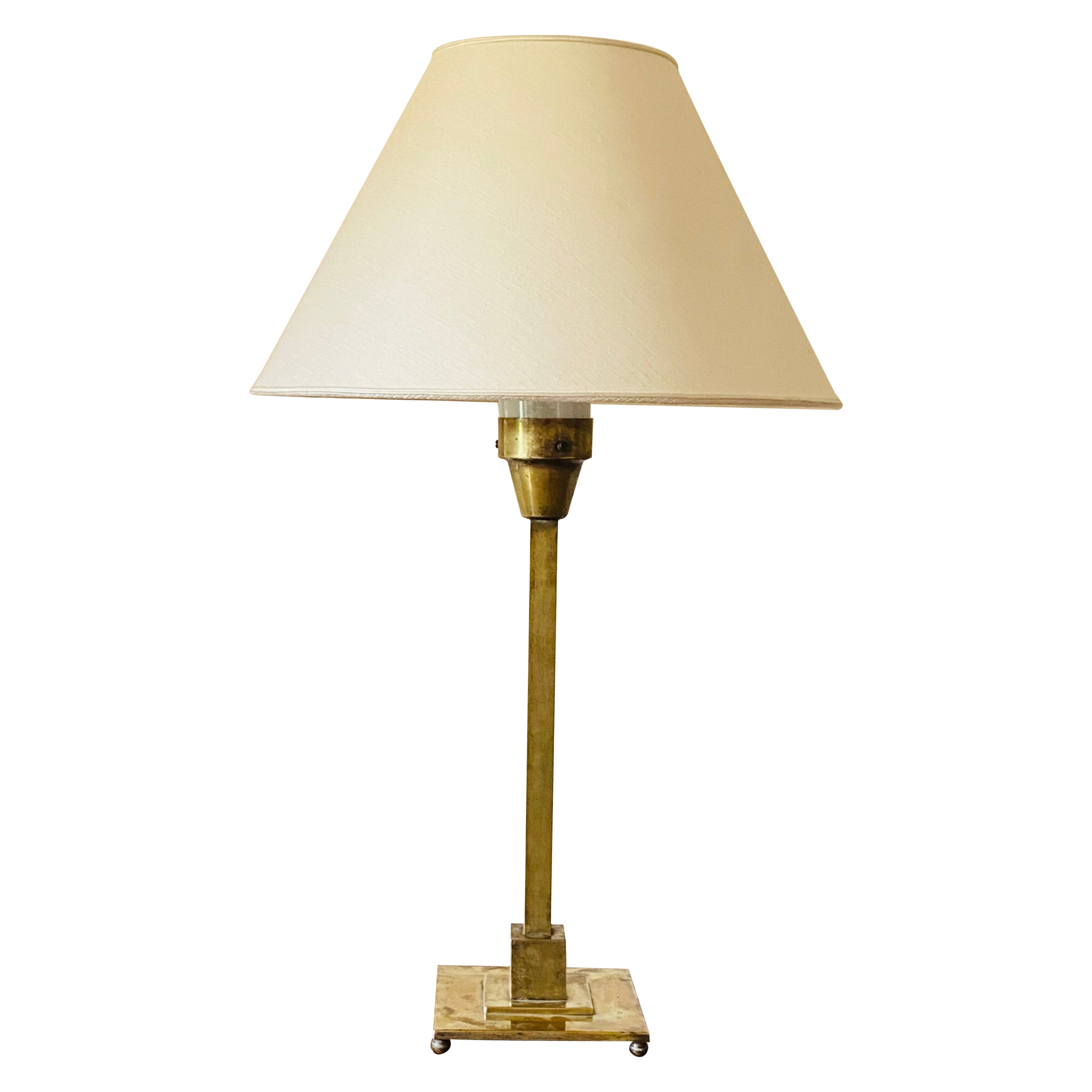 Rationalist monumental brass table lamp, Officine A. Boffelli Milan Italy 1935 For Sale