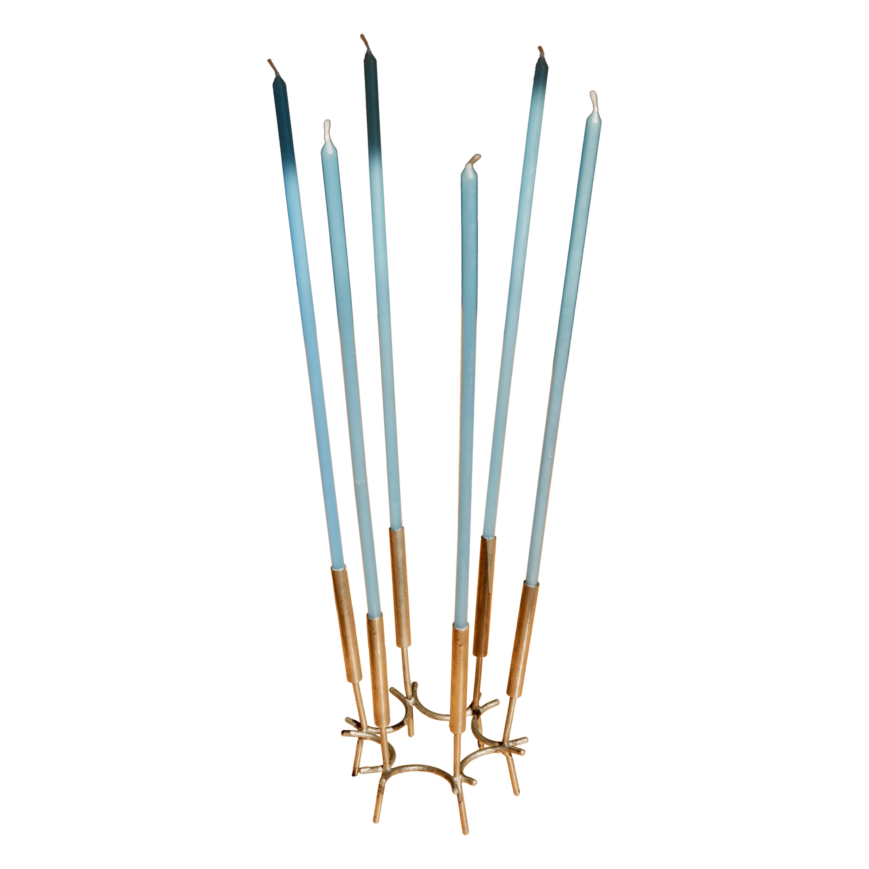 Paavo Tynell scultural candelabre circa 1960, nikel brass. For Sale