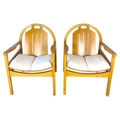 Pair of Modern Armchairs Beechwood + Fabric by Baumann Argos Lounge Chairs 