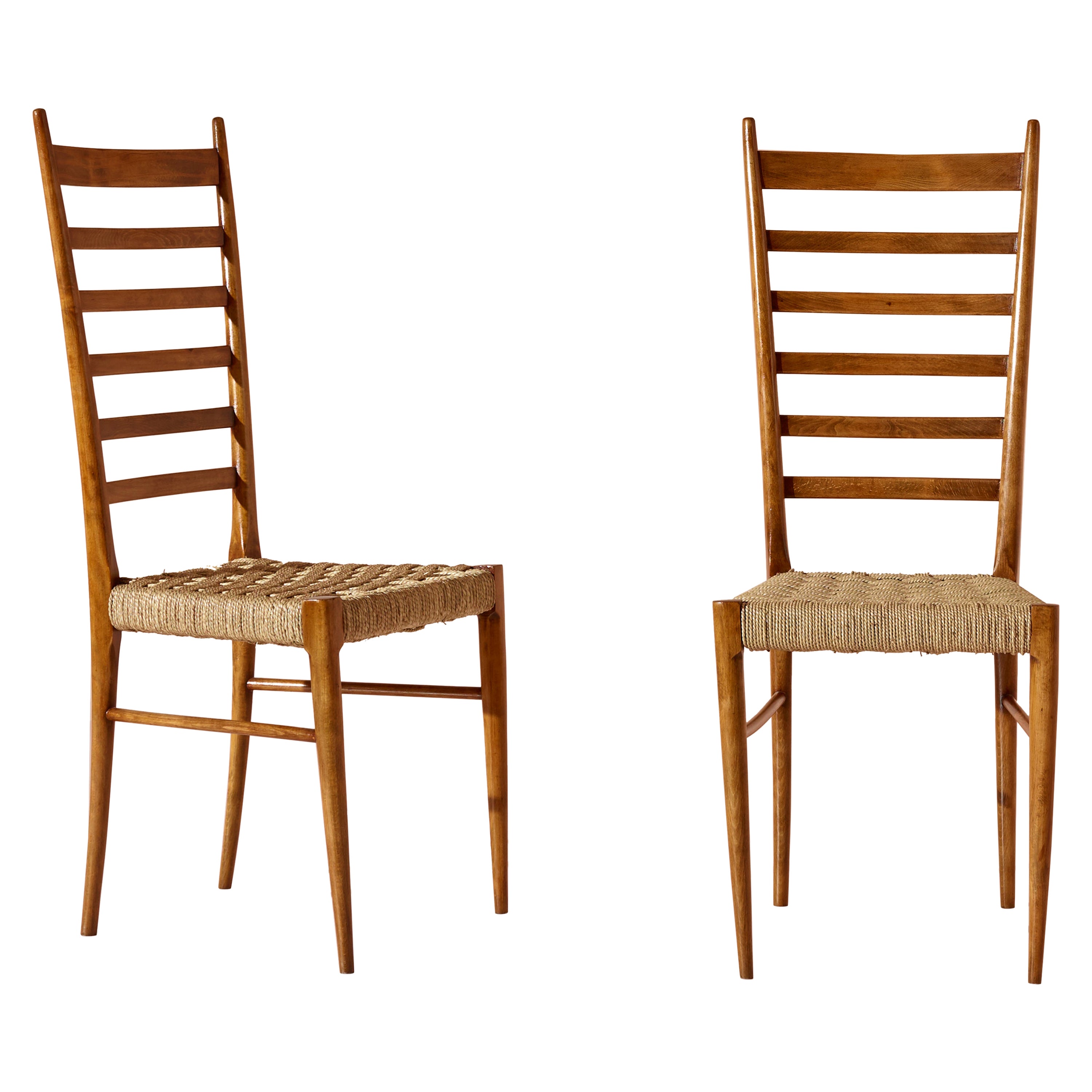 Colombo Sanguineti set of two ''Sei Stecche'' chairs, Chiavari, Italy, 1950s For Sale