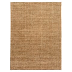 Handmade Apadana's Modern Indian Loop/Cut Tan Wool Rug