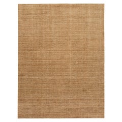 Handmade Apadana's Modern Indian Loop/Cut Tan Wool Rug 