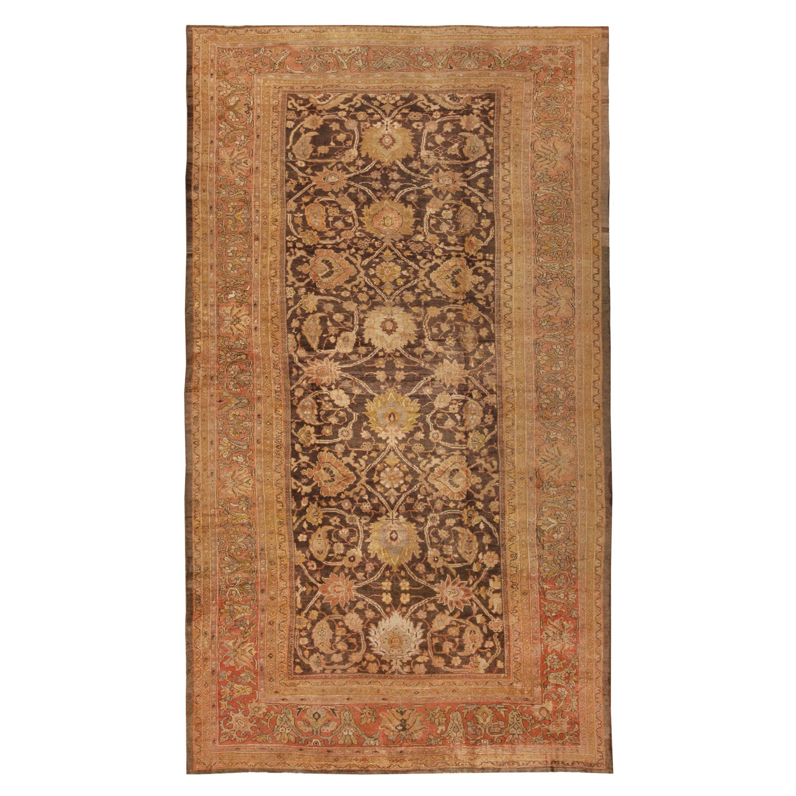 Antique Persian Sultanabad Rug. Size: 12 ft x 21 ft 8 in For Sale