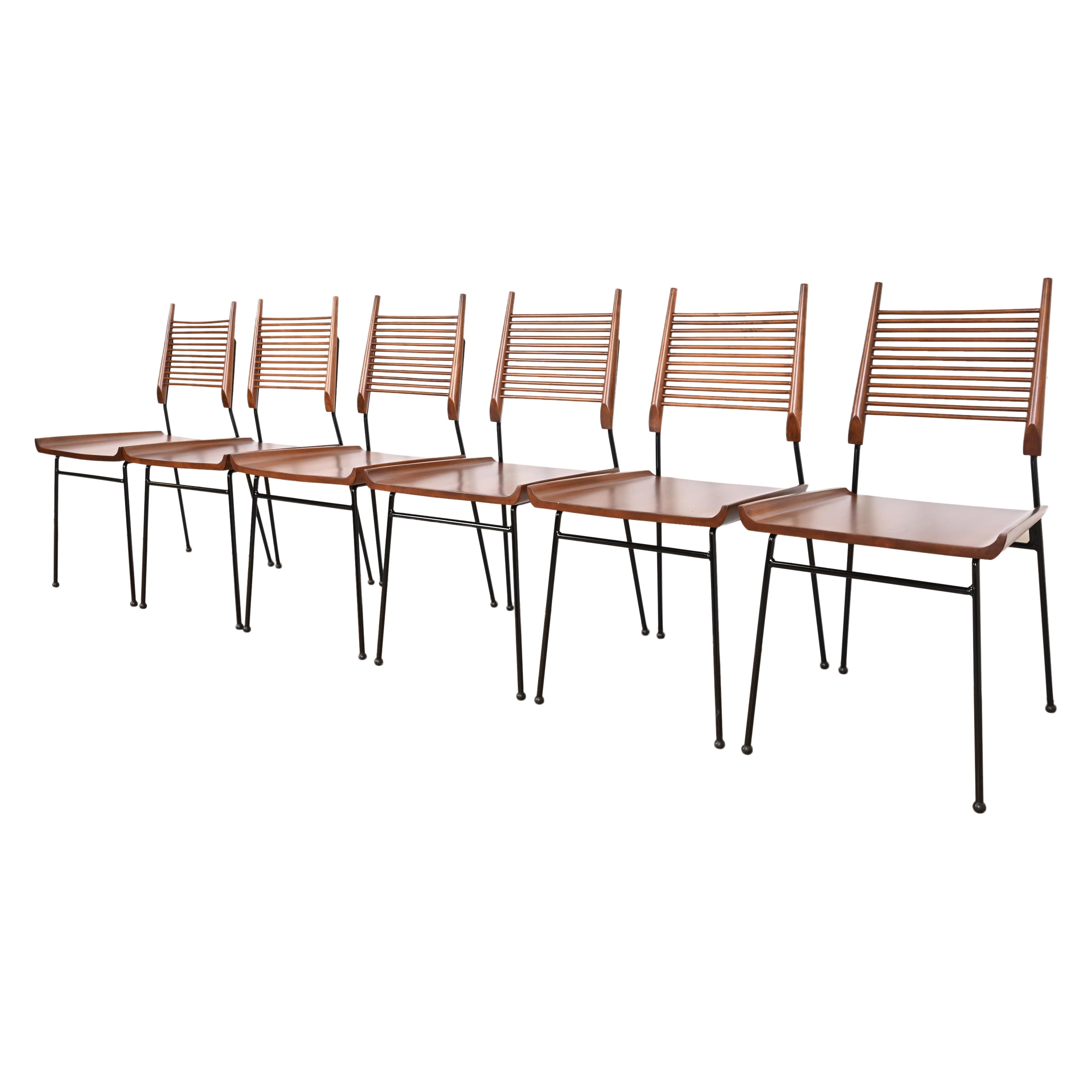 Paul McCobb Planner Group Maple and Iron "Shovel" Dining Chairs, Fully Restored For Sale