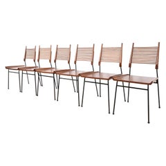 Used Paul McCobb Planner Group Maple and Iron "Shovel" Dining Chairs, Fully Restored