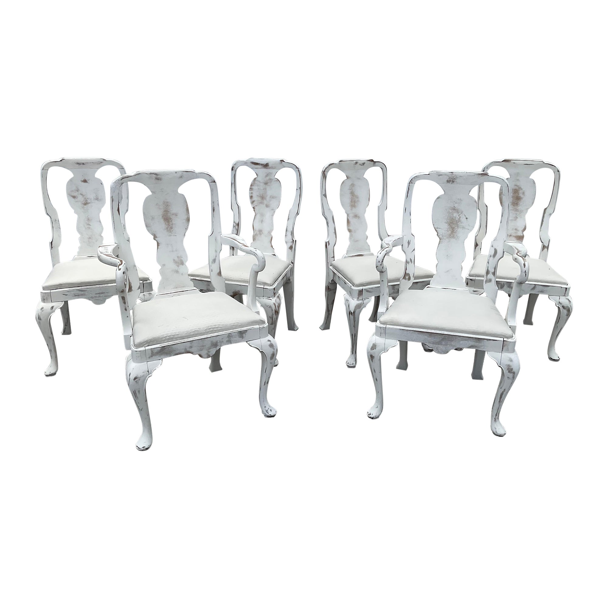 Swedish Style Queen Anne Dining Chairs, Set of 6 For Sale