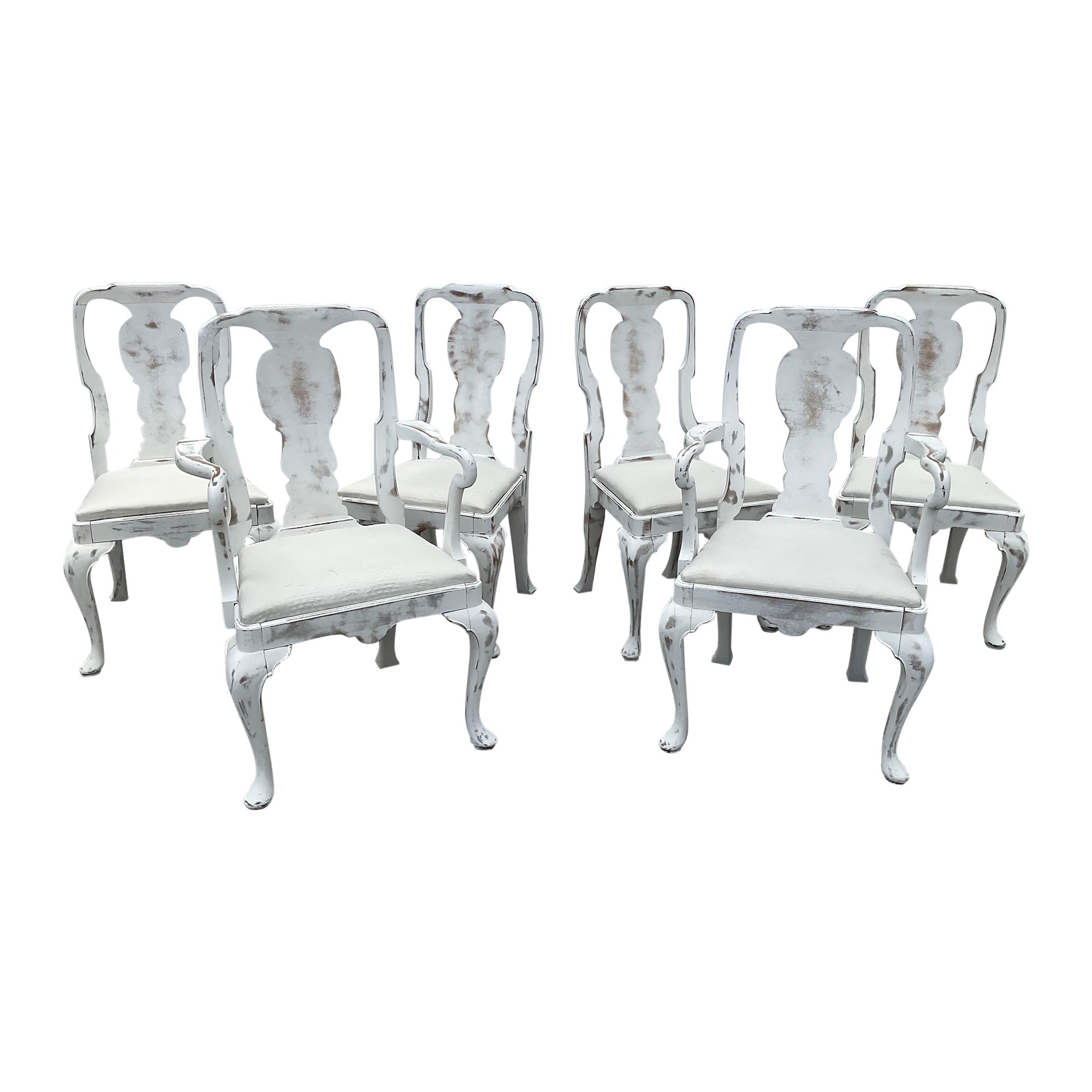 Swedish Style Queen Anne Dining Chairs, Set of 6