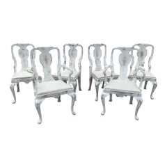 Swedish Style Queen Anne Dining Chairs, Set of 6