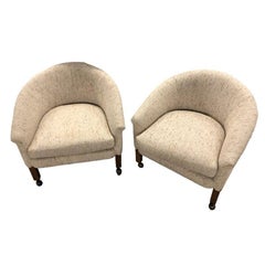 Retro Pair of Mid Century Modern Barrel Back Swivel Chairs