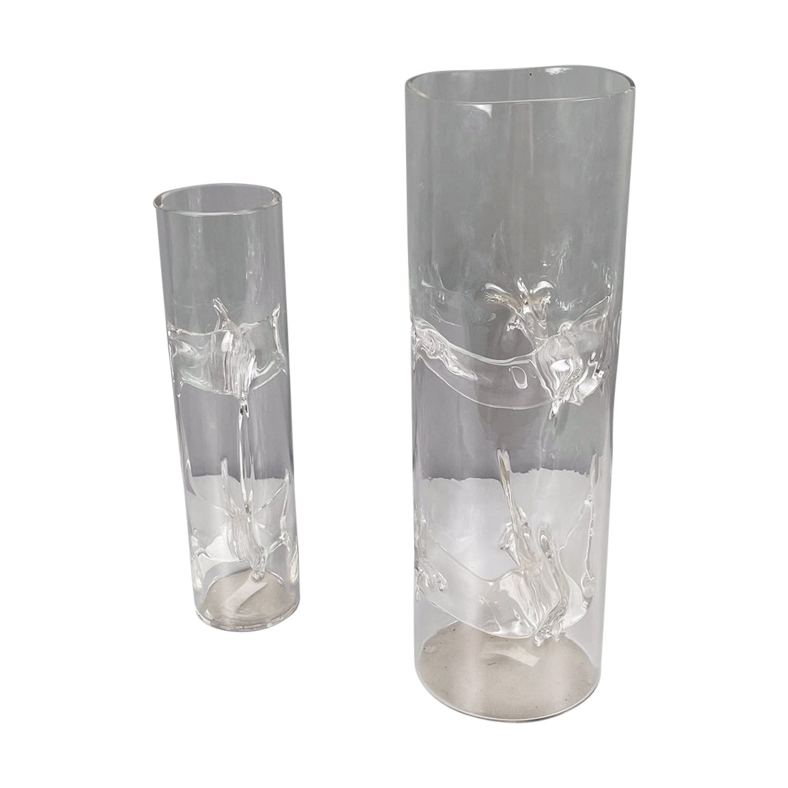 Italian modern Murano crystal Vases Membrana by Toni Zuccheri for VeArt, 1970s For Sale