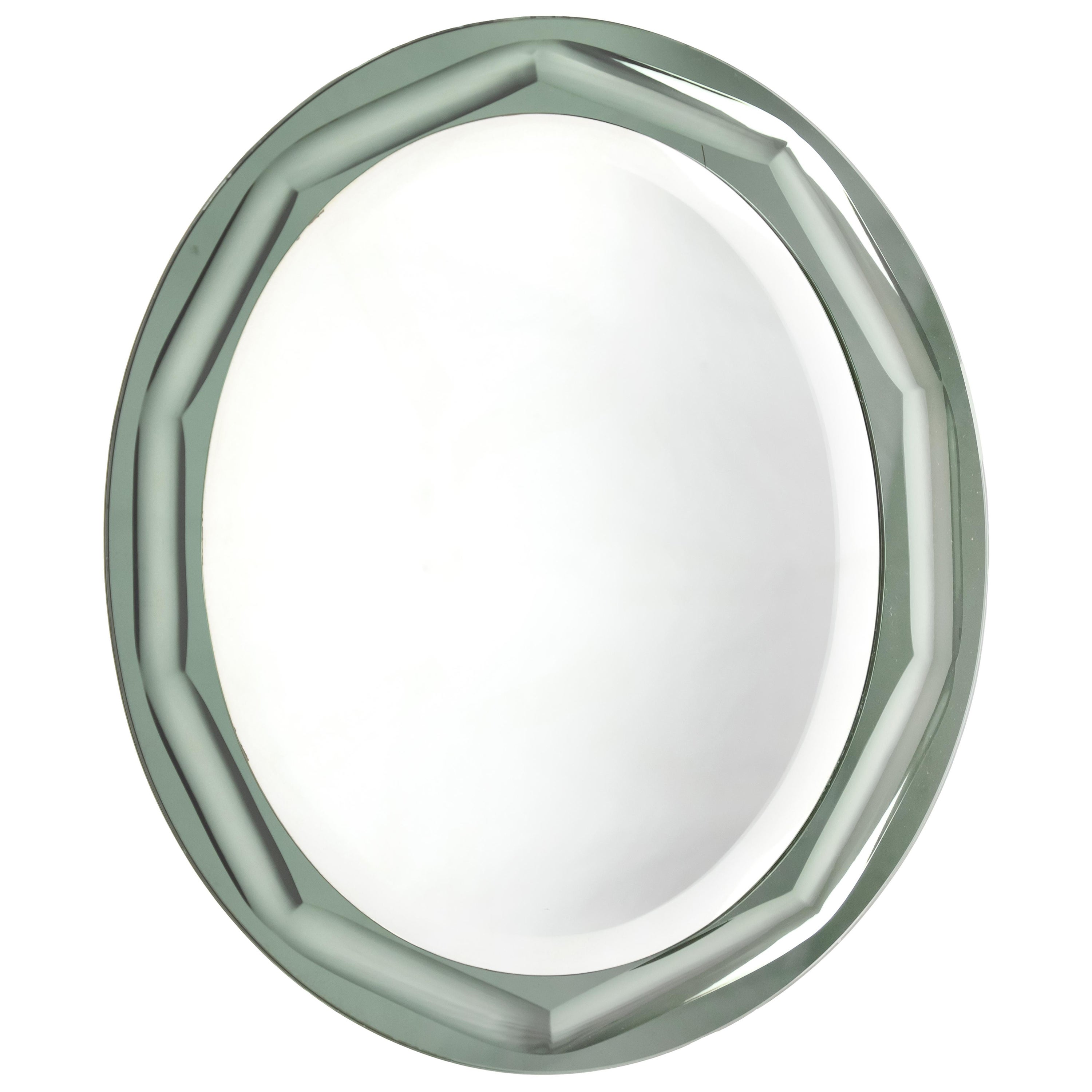 Vintage Oval Mirror by Lupi Cristal-Luxor, Italy 1970s