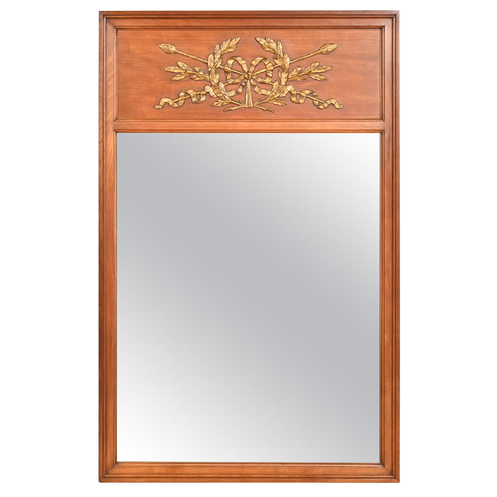 Kindel Furniture Neoclassical Cherry Wood and Gold Gilt Wall Mirror, Circa 1960s