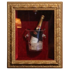 Vintage Laurent-Perrier Bottle in Ice Bucket Wall Display Case in Light Up Gilt Frame 