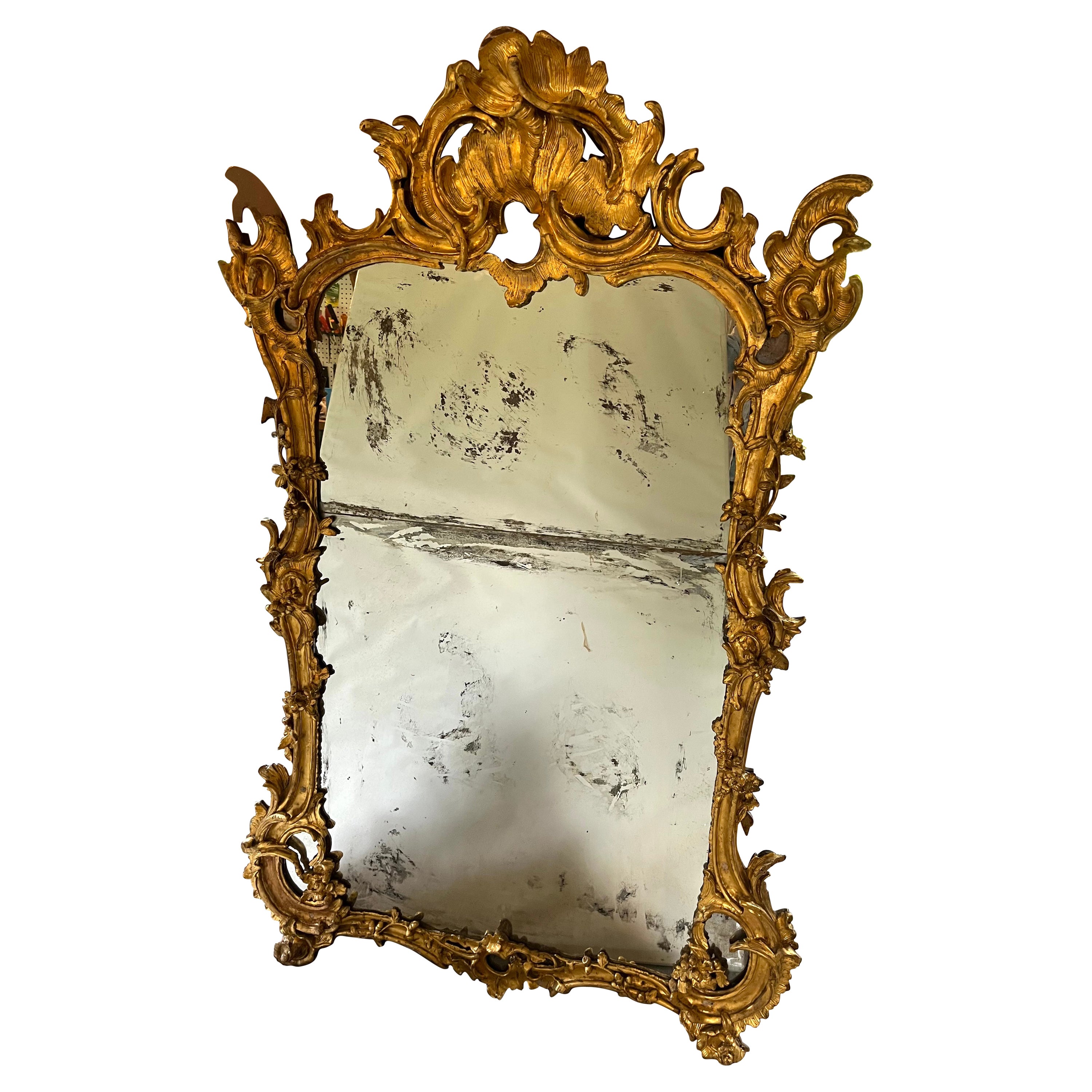 Large Louis XV Period Giltwood Mirror