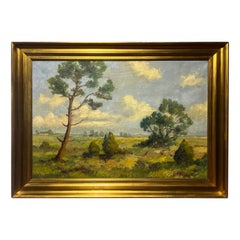 Vintage Johan Jacobsen (Danish, 1883-1953), Countryside Landscape Oil on Canvas