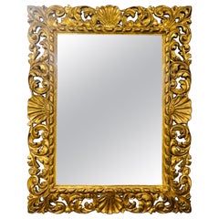18th Century Italian Baroque Ornately Carved Gilt Wood Mirror or Looking Glass