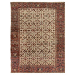 Antigua alfombra persa Sultanabad Rugs con motivos florales en beige y rojo