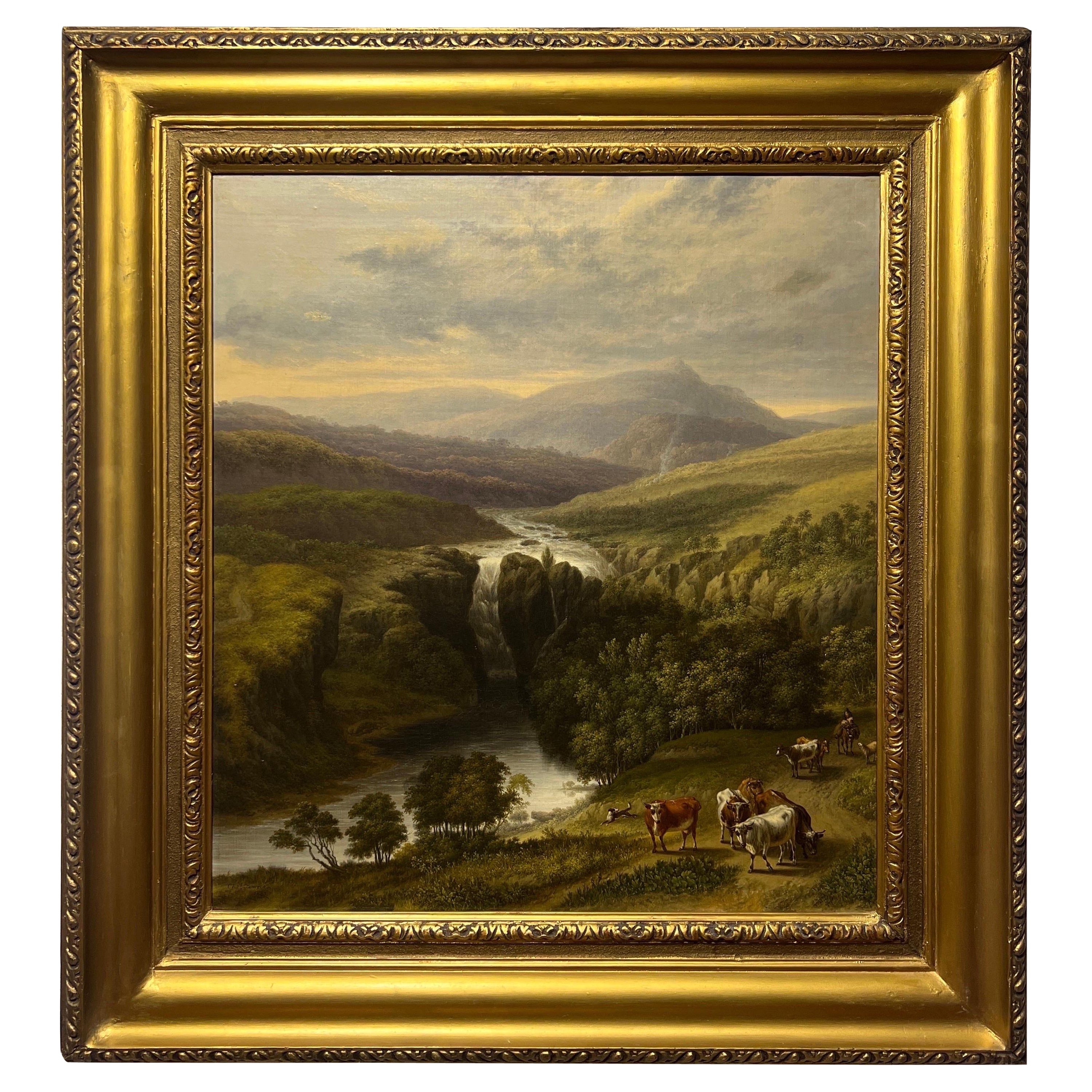 Charles Towne (English, 1763-1840) English Countryside Landscape Oil on Canvas For Sale