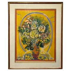 Francoise Gilot (1921-2023) Fleurs dans un ovoïde bleu - Épreuve d'artiste