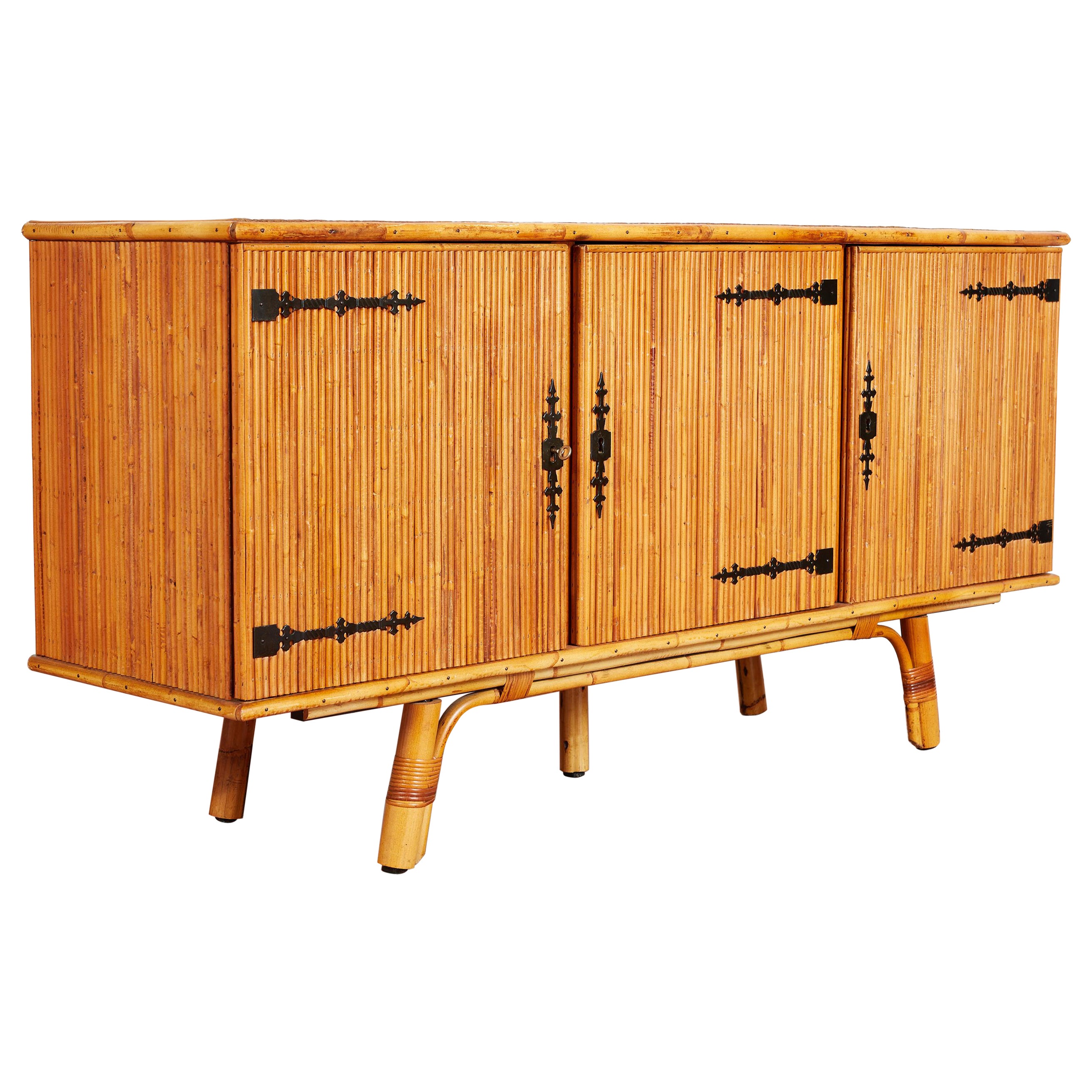 Audoux Minet Bamboo Sideboard For Sale