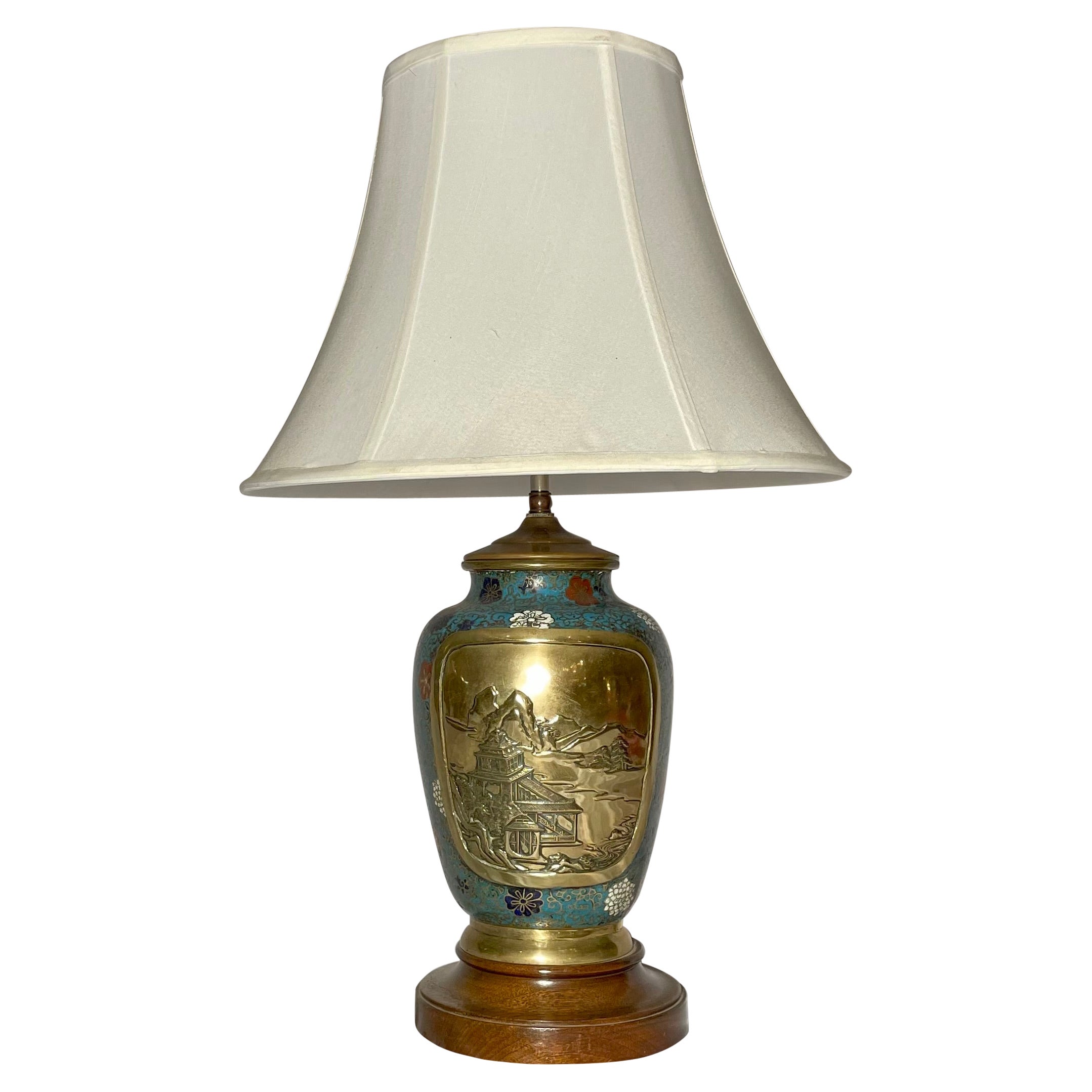 Antike Cloisonné-Urne aus dem 19. Jahrhundert als Lampe