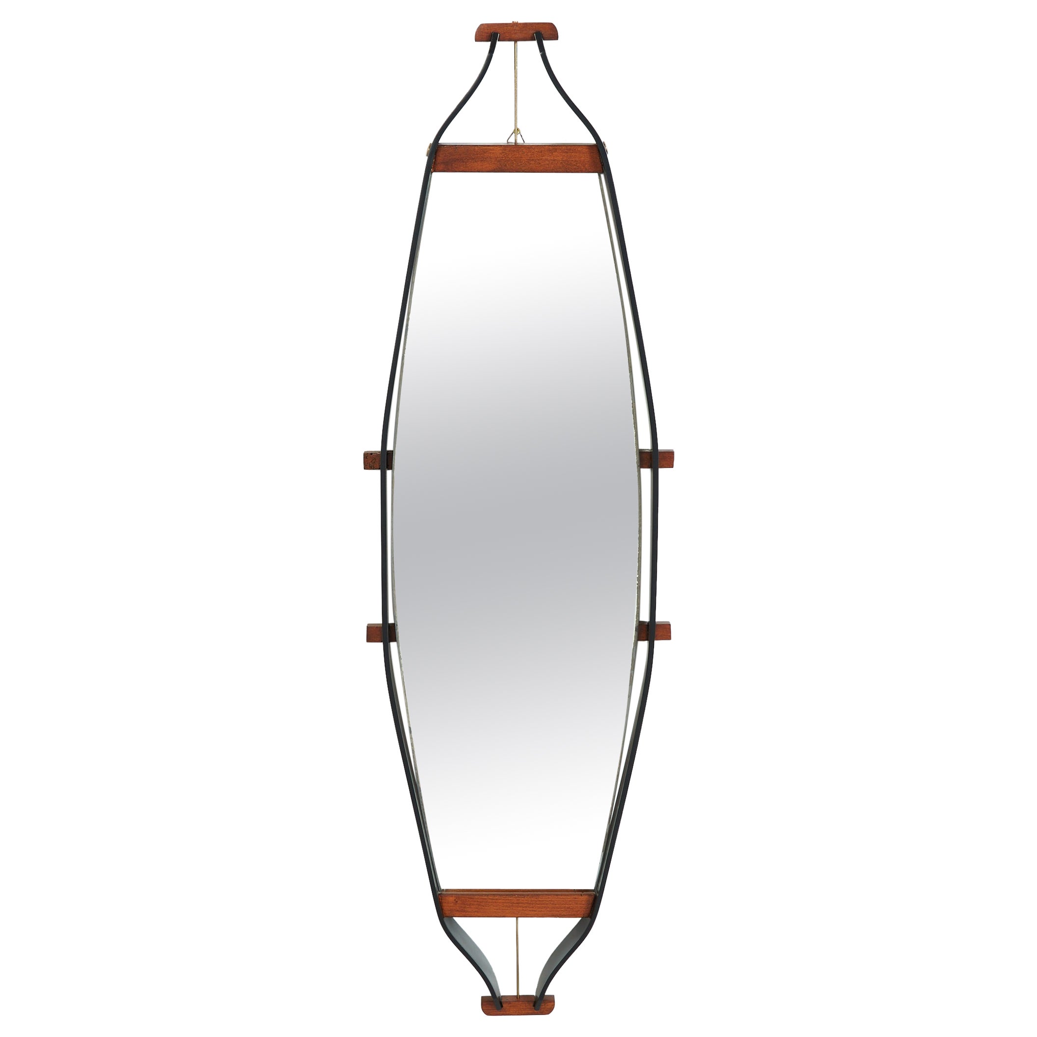 Italian Elongated Iron Mirror For Sale