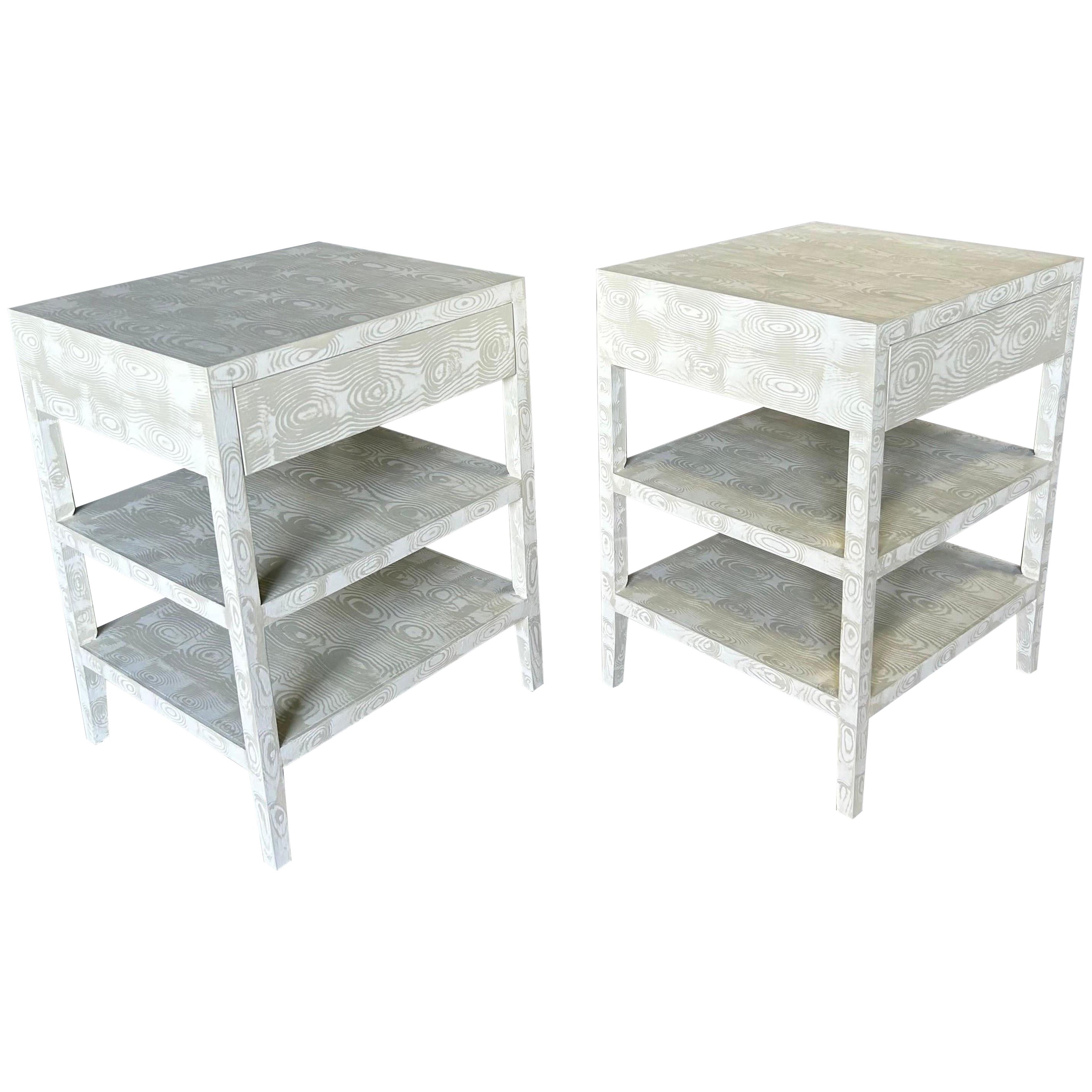 Caroline End Table with Drawer in Edgecomb Gray Faux Bois by The Fabulous Things For Sale