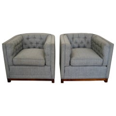 1960's Mid-Century Modern Knoll Style Barrel Lounge Chairs - a Pair