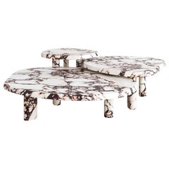Table basse gigogne en marbre Viola Calacatta de taille moyenne Fiori par l' Essentialist