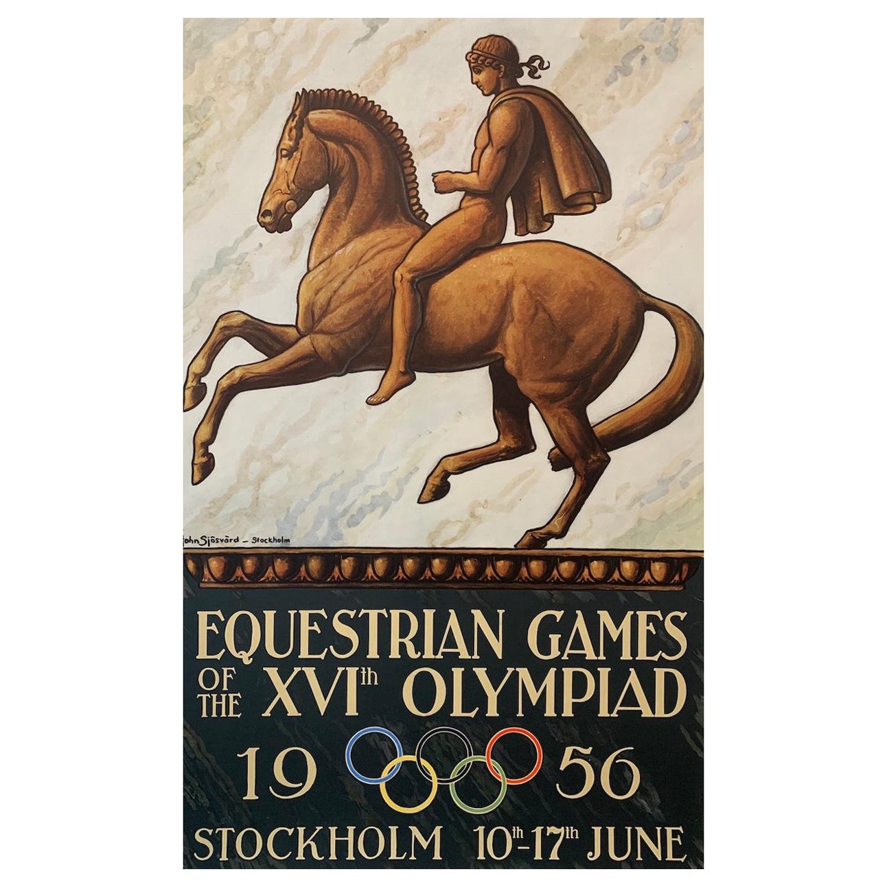 EQUESTRIAN GAMES, Stockholm 1956 Olympics, Original Vintage Poster For Sale