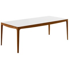 GM3700 RO-Tisch, Nussbaum, weiße corianische Platte – Design von Hans Sandgren Jakobsen