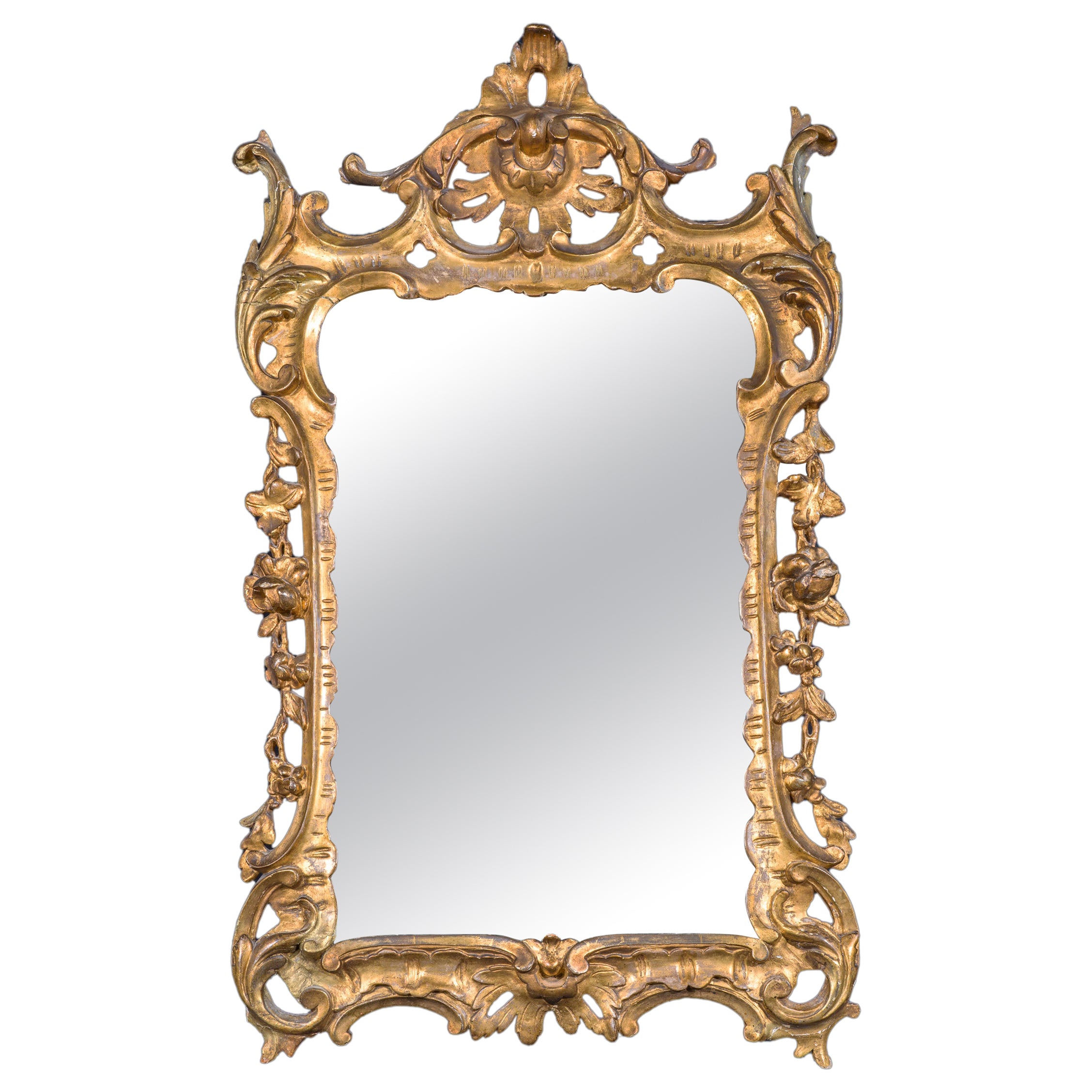 Chippendale George III Gilt Wall Mirror For Sale