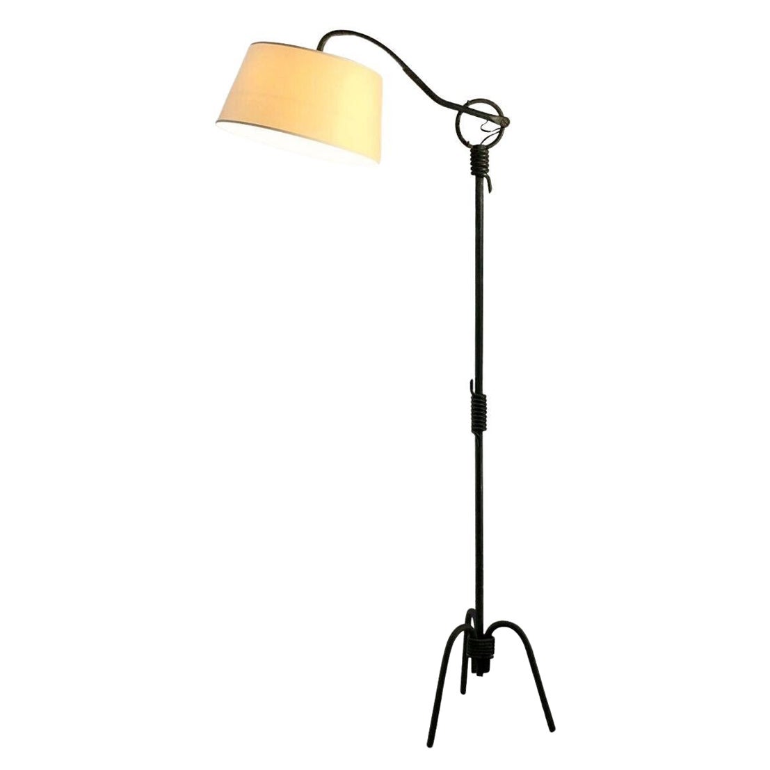 A MODERNIST TRIPOD FLOOR LAMP in JEAN ROYERE & JACQUES ADNET style, France 1950 For Sale