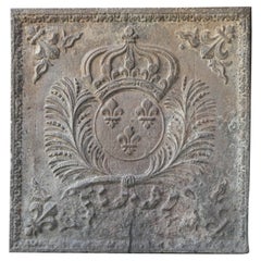 Plaque de cheminée française Louis XIV du 17e-18e siècle « Arms of France »
