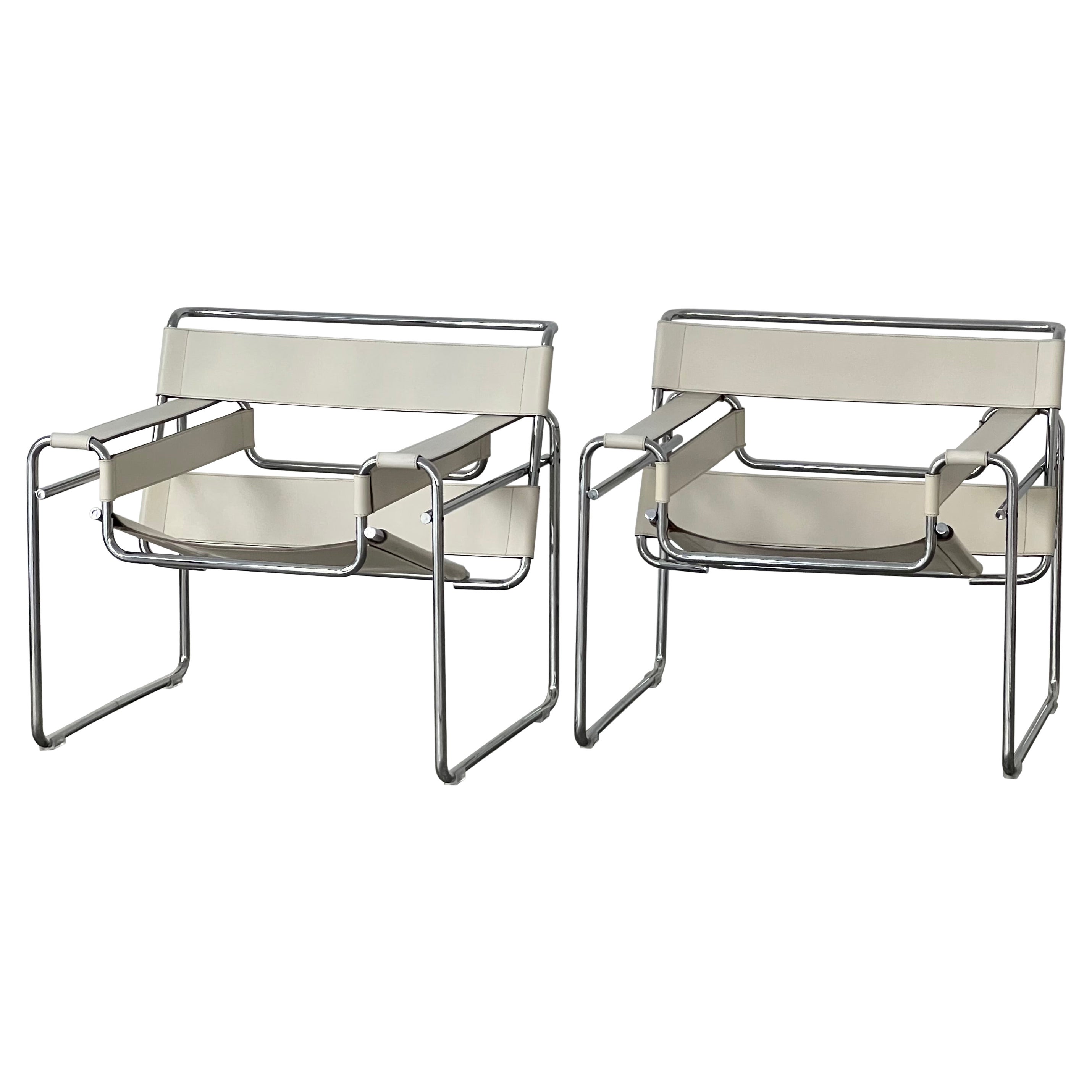Pair of Wassily armchairs by Marcel Breuer Gavina edition Italy 1960s