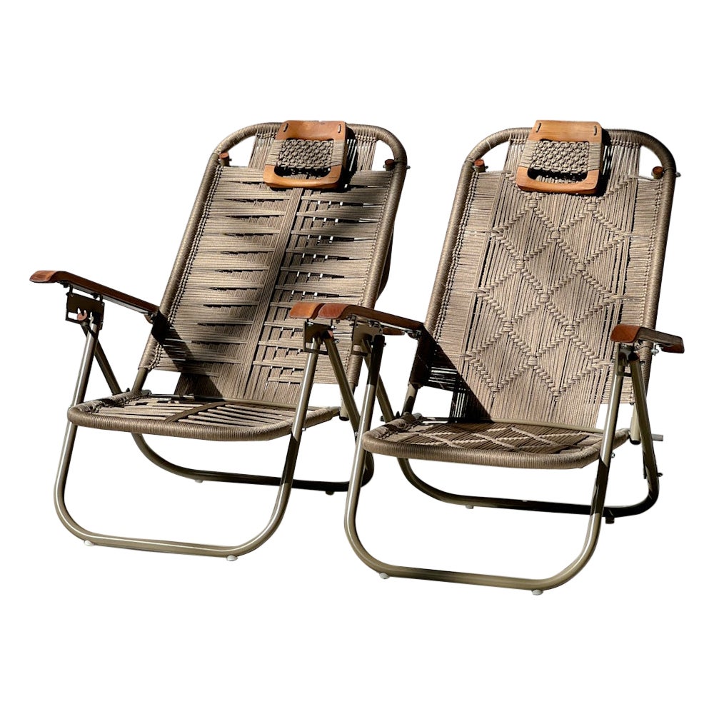 Couple Beach chaise chair Japú - Trama 2 and 5 - Outdoor area - Dengô Brasil For Sale