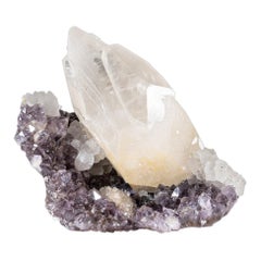 Natural Calcite on Amethyst cluster (9.8 lbs)