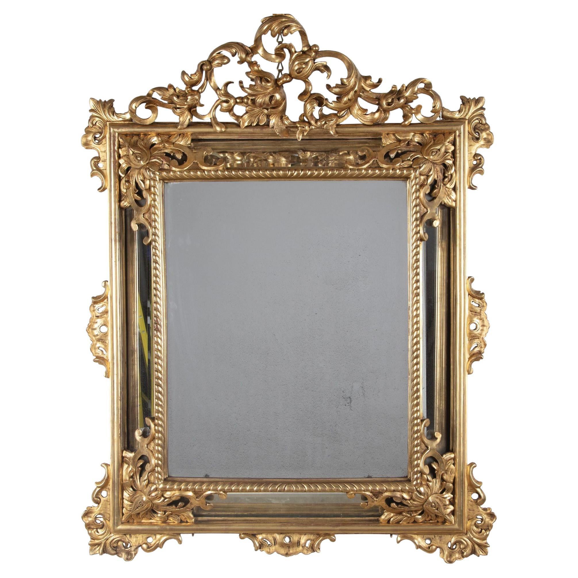 19th Century Giltwood Cushion Mirror For Sale
