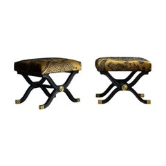 Pair of Black and Brass Stools
